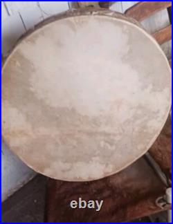 Awesome Vintage Native American Raramuri Tarahumara Drum Lg Rare Goatskin