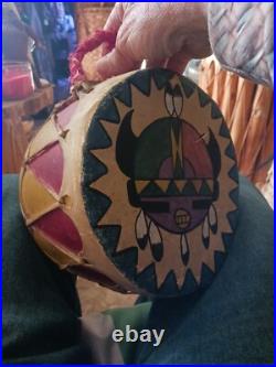 BEAUTIFUL NATIVE AMERICAN COCHITI PAINTED DRUM 1950s HTF RARE