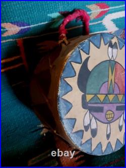 BEAUTIFUL NATIVE AMERICAN COCHITI PAINTED DRUM 1950s HTF RARE