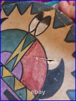 BEAUTIFUL NATIVE AMERICAN COCHITI PAINTED DRUM 1950s HTF RARE