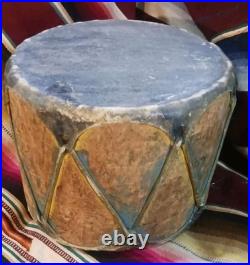 BEAUTIFUL NATIVE AMERICAN NAVAJO COCHITI PAINTED DRUM 1870s HTF RARE