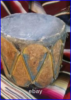 BEAUTIFUL NATIVE AMERICAN NAVAJO COCHITI PAINTED DRUM 1870s HTF RARE