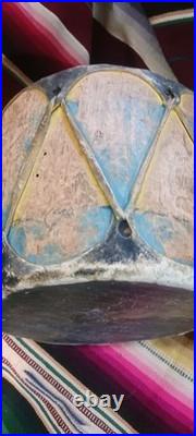 BEAUTIFUL NATIVE AMERICAN NAVAJO COCHITI PAINTED DRUM 1870s HTF RARE