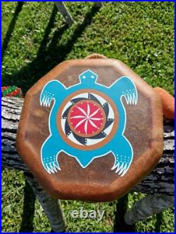 BEAUTIFUL NATIVE AMERICAN NAVAJO COCHITI PAINTED DRUM 1950s HTF RARE