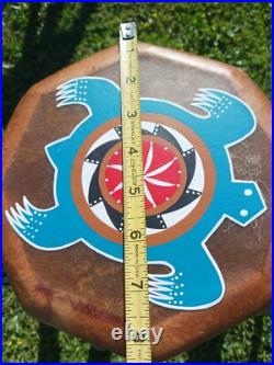 BEAUTIFUL NATIVE AMERICAN NAVAJO COCHITI PAINTED DRUM 1950s HTF RARE