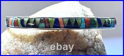 BG Mudd BGM Lincoln Sterling Silver Inlay Cuff Bracelet Rare Signed Stamped Ends
