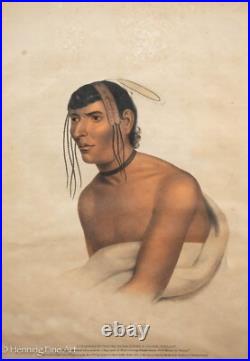 Beautiful Antique Native American Portrait of Jack-O-Pa Chippewa Chief 1843 Rare