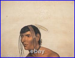 Beautiful Antique Native American Portrait of Jack-O-Pa Chippewa Chief 1843 Rare