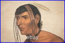 Beautiful Antique Native American Portrait of Jack-O-Pa Chippewa Chief 1843 Rare