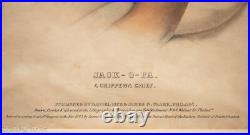 Beautiful Antique Native American Portrait of Jack-O-Pa Chippewa Chief 1843 Rare