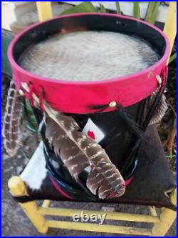 Beautiful Native American Choctaw Painted Ceremony Drum Htf Rare