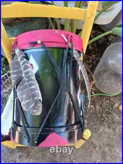 Beautiful Native American Choctaw Painted Ceremony Drum Htf Rare