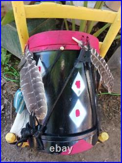 Beautiful Native American Choctaw Painted Ceremony Drum Htf Rare