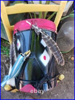 Beautiful Native American Choctaw Painted Ceremony Drum Htf Rare