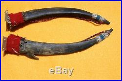 Beautiful Rare Native American Plains Split Buffalo Horns Bead work Circa 1890