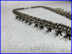 Beautiful Vintage Navajo Sterling Squash Blossom Bench Bead Necklace CAST RARE