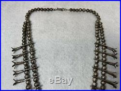 Beautiful Vintage Navajo Sterling Squash Blossom Bench Bead Necklace CAST RARE