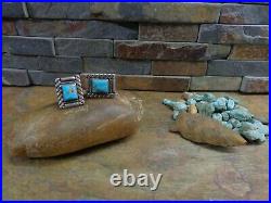 Best! Rare Navajo Sterling Turquoise Cufflinks Native Old Pawn Fred Harvey Era