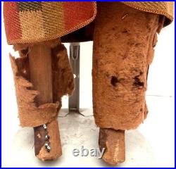 Big Antique Handcrafted Skookum Native American Indian Doll on Stand 18.5 RARE