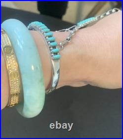 Bracelet With Attached Ring, Sterling Silver And Turquoise (Rare)