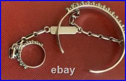Bracelet With Attached Ring, Sterling Silver And Turquoise (Rare)