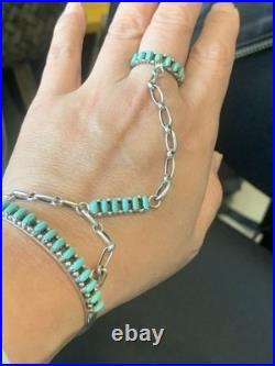 Bracelet With Attached Ring, Sterling Silver And Turquoise (Rare) Bracelet With Attached Ring, Sterling Silver And Turquoise (Rare)