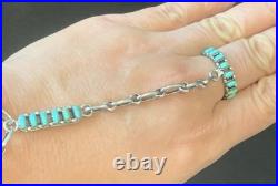 Bracelet With Attached Ring, Sterling Silver And Turquoise (Rare)