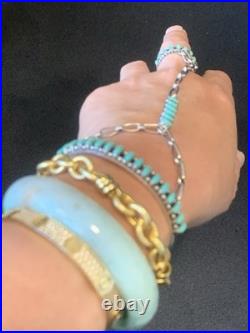 Bracelet With Attached Ring, Sterling Silver And Turquoise (Rare)