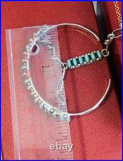 Bracelet With Attached Ring, Sterling Silver And Turquoise (Rare)