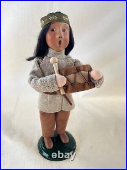 Byers Choice Thanksgiving Native American Boy with Leather Lined Drum & Stick Rare