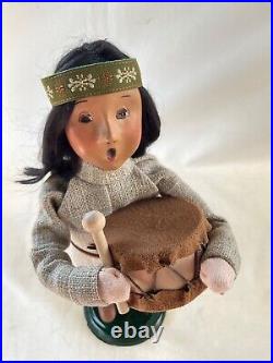 Byers Choice Thanksgiving Native American Boy with Leather Lined Drum & Stick Rare