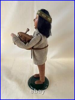 Byers Choice Thanksgiving Native American Boy with Leather Lined Drum & Stick Rare