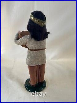 Byers Choice Thanksgiving Native American Boy with Leather Lined Drum & Stick Rare