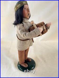 Byers Choice Thanksgiving Native American Boy with Leather Lined Drum & Stick Rare