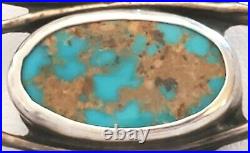 C. 1960 RARE! STERLING & BISBEE TURQUOISE SIGNED NAVAJO PENDANT With CHAIN