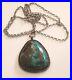 C-1960-Wow-Rare-Signed-Navajo-Natural-Bisbee-Turquoise-Nickel-Silver-Pendant-01-cxvr