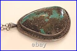 C. 1960 Wow! Rare Signed Navajo Natural Bisbee Turquoise Nickel Silver Pendant