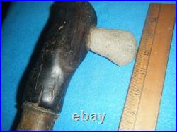 COA 13 1/2 in. RARE CEREMONIAL HAFTED TRADE ERA AXE CLUB FROM GREAT PLAINS