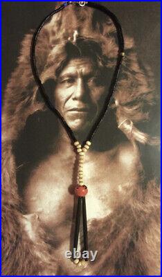 CUSTOME NATIVE AMERICAN Necklace, RARE Naga Bead, Horn Hairpipe, Jet, Exceptional