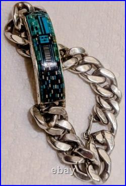 Carl And Irene Clark Dine Yei Micro Inlay Cuban Link Bracelet Rare
