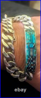 Carl And Irene Clark Dine Yei Micro Inlay Cuban Link Bracelet Rare