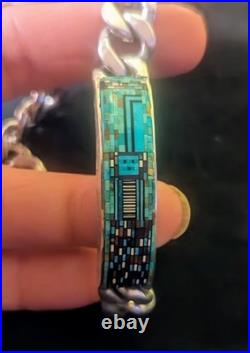 Carl And Irene Clark Dine Yei Micro Inlay Cuban Link Bracelet Rare