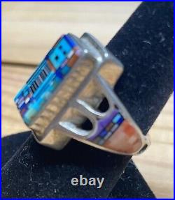 Carl & Irene Clark. Micro-Inlay Yei Man Ring. Vintage. Signed. RARE. 6.5. FREE SHIP