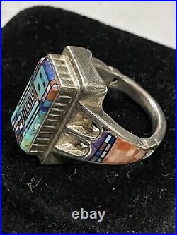 Carl & Irene Clark. Micro-Inlay Yei Man Ring. Vintage. Signed. RARE. 6.5. FREE SHIP