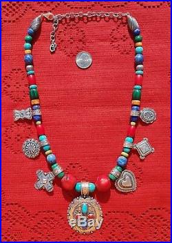 Carolyn Pollack Relios Tesoro Sterling Southwest Multi Gem Necklace Rare Cr 925