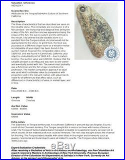 Certified Rare Large Pendant Southern California Artifact Bennett COA