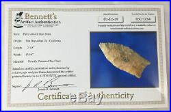 Certified Rare Paleo Atl-Atl Point #2 San Bernardino Co California Bennett COA