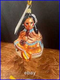 Christopher Radko Glass Native American With Pipe Ornament With Tags RARE