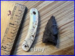 Chumash Native American abalone pendant, eelgrass cord, Arrowhead, Beads, Rare