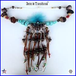 Comanches tribe natives america ethnic necklace primitive jewelry owl feathers 1